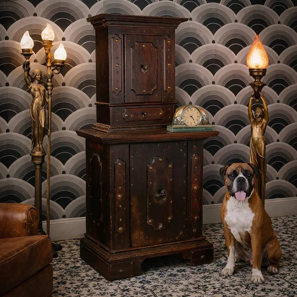 Neo-baroque antique buffet in silvered pine, Italy, 19th century
