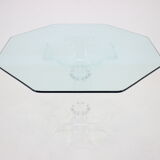 1970s lucite dining table with glass top