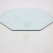 Table à manger lucite des années 1970 avec plateau en verre