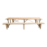 Table pliante et ses deux bancs en bois