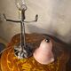 Antique wrought iron floor lamp, 1900, with a glass shade, 40x15.