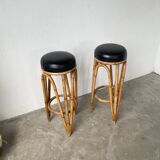 Pair of high rattan stools