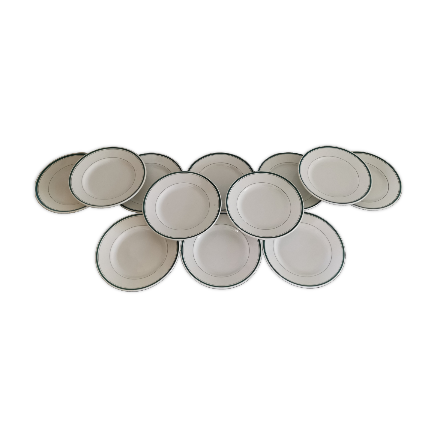 2 x 6 assiettes plates Moulin Des Loups Hamage liseré vert