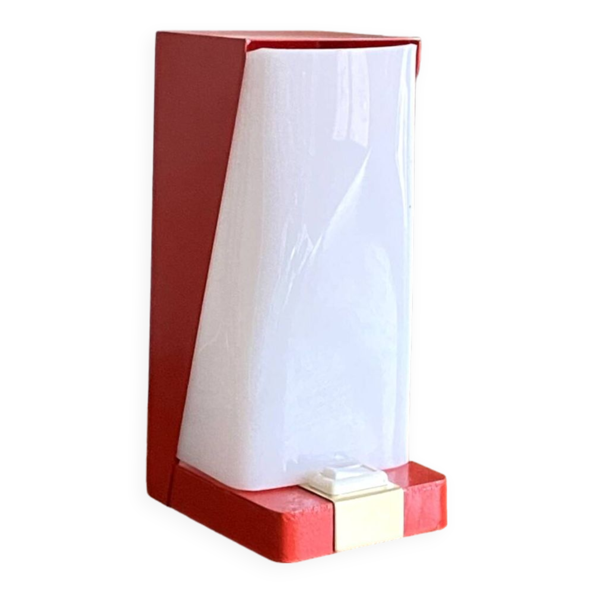 Table lamp in red painted metal and white plexiglass 60s vintage LAMP-7149