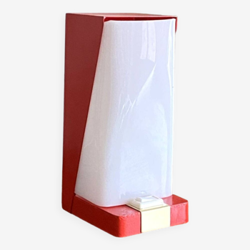 Table lamp in red painted metal and white plexiglass 60s vintage LAMP-7149