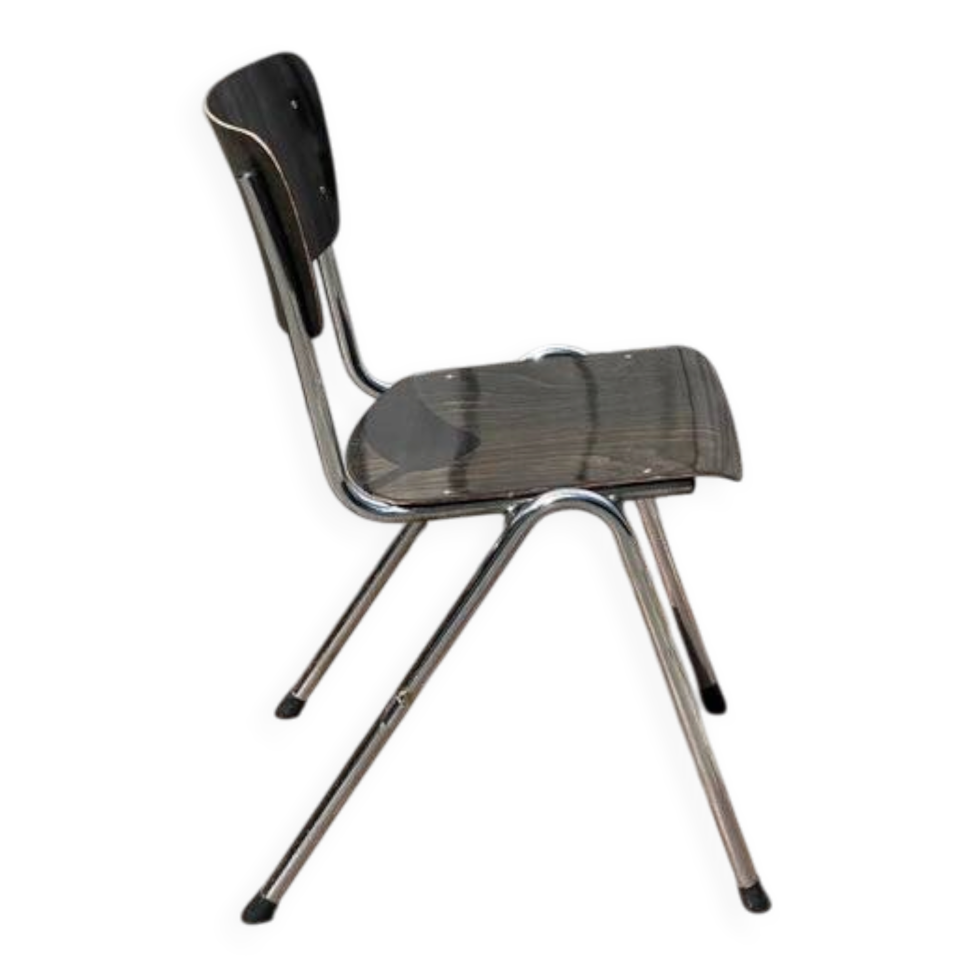 Black'n Chrome Galvanitas chairs – Black Pagholz – Chromed frame – Vintage design (50 in stock)