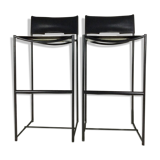 Set of two natural leather 'Spaghetti 164' bar stools by Giandomenico Belotti for Alias, Mid Century