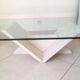70s glass and stone coffee table