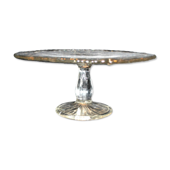 Pie dish on foot - vintage molded glass pastry stand with rosette
