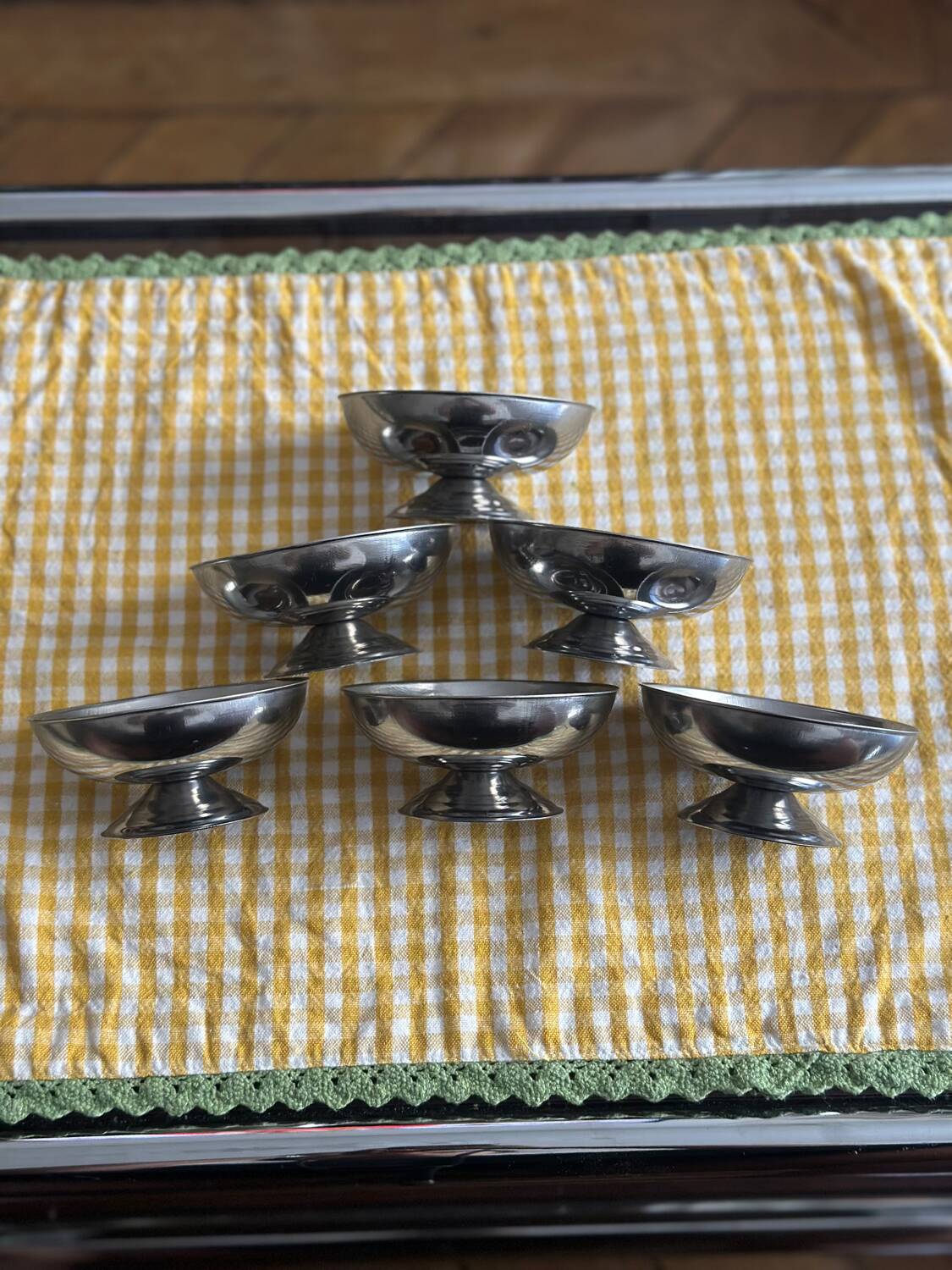 Vintage stainless steel ice cream cups