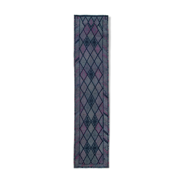 Handmade one-of-a-kind oriental purple runner rug 85 cm x 368 cm