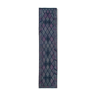 Tapis oriental purple runner unique en son genre fait à la main 85 cm x 368 cm