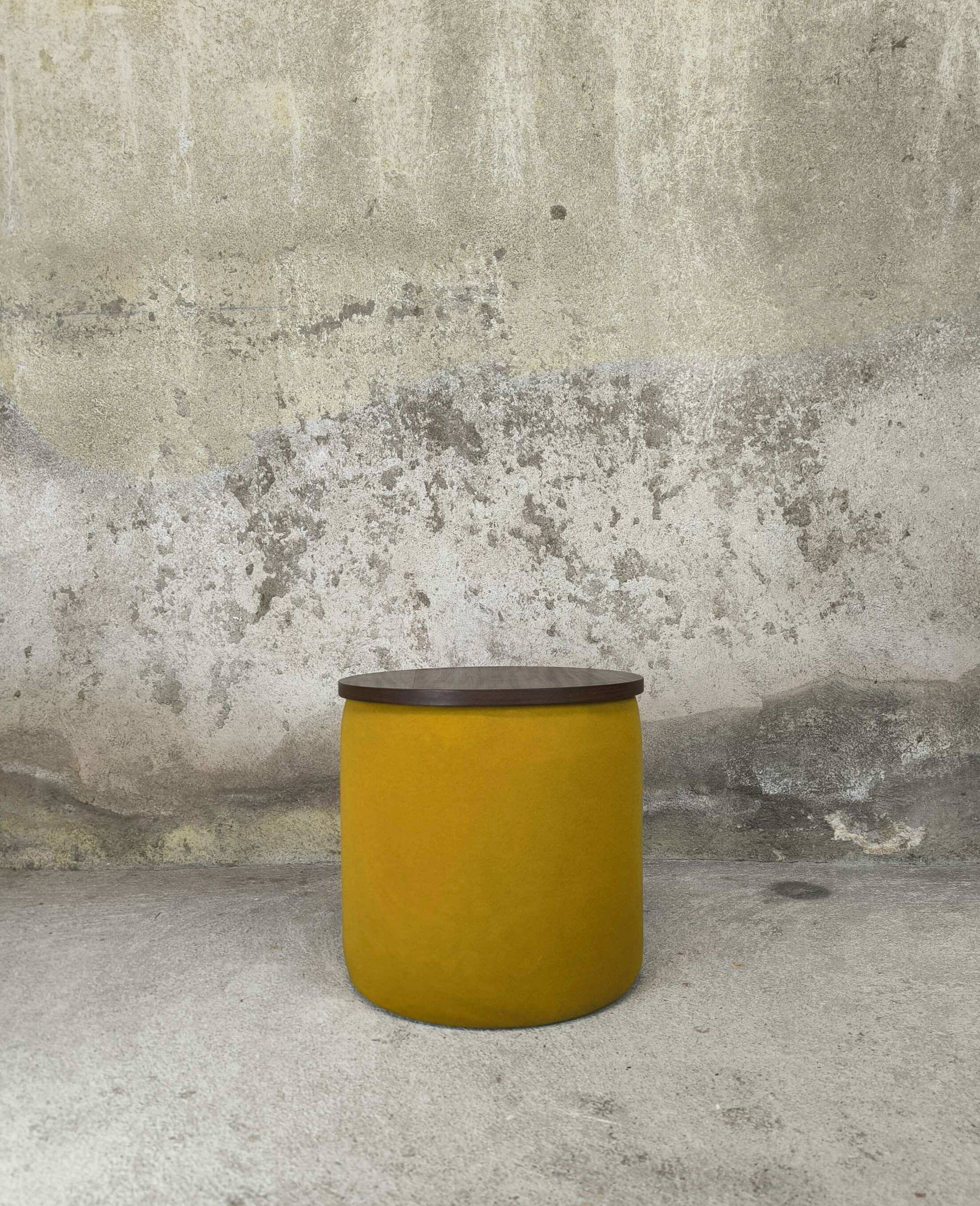 Vintage fabric and teak side table.