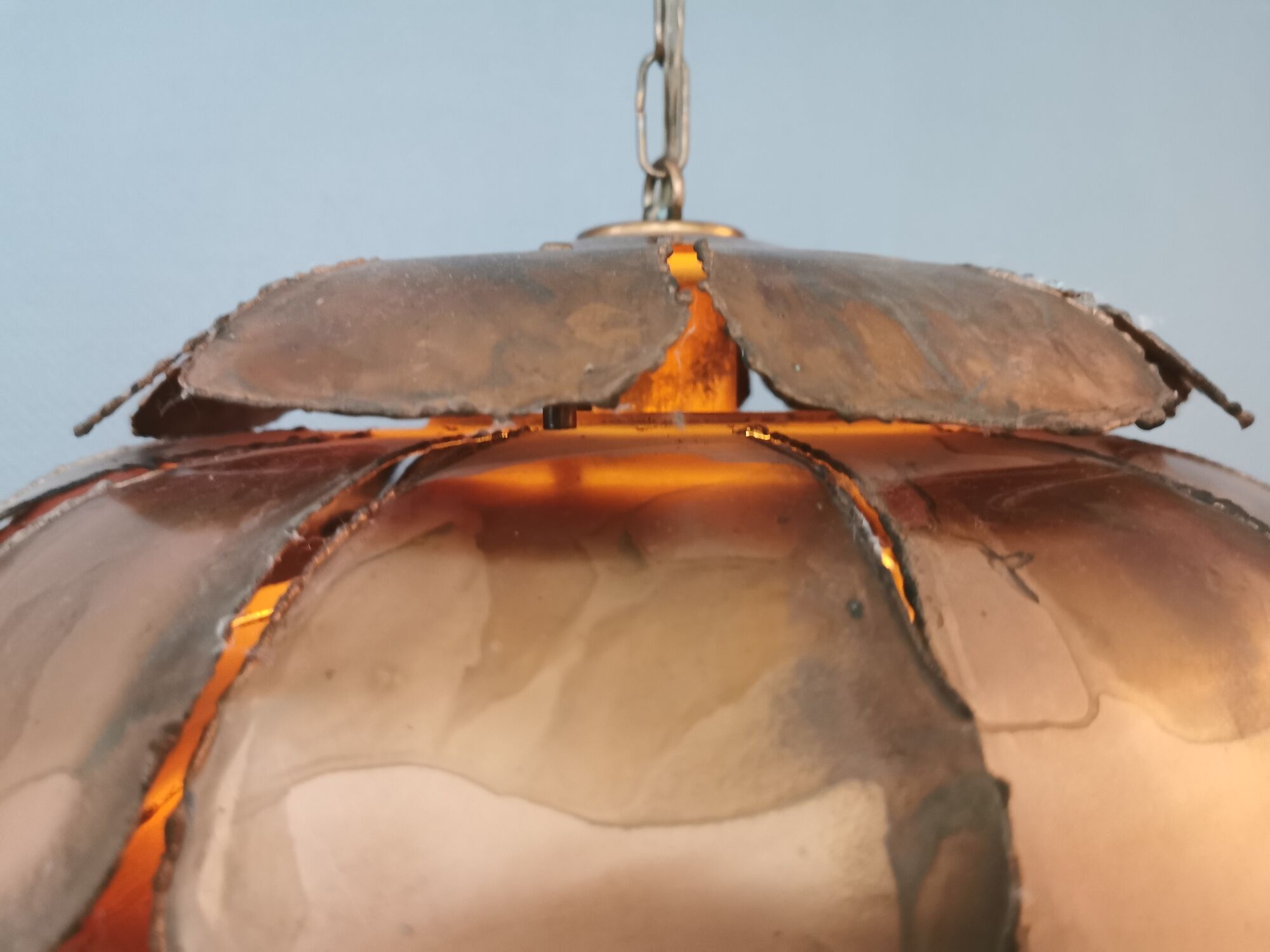 Artichoke lamp, designed by,  Svend Aage Holm Sørensen, with layered flame cut copper slats