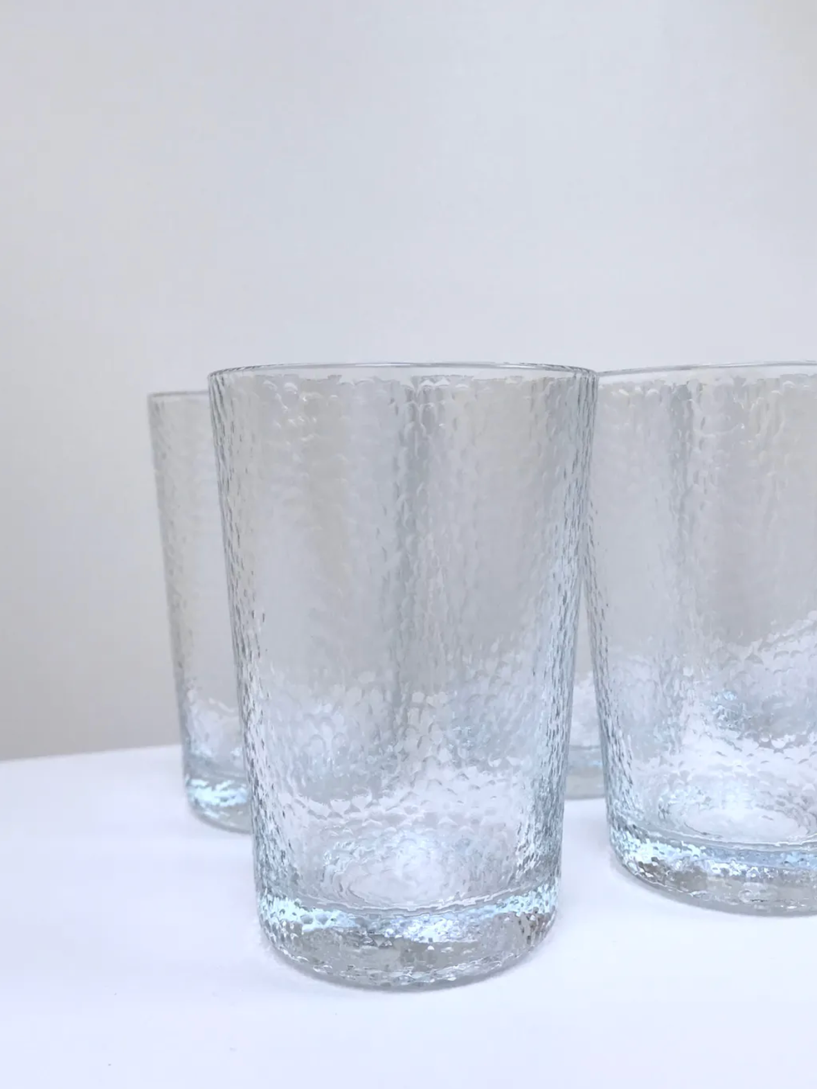 Lot of six hammered glass glasses