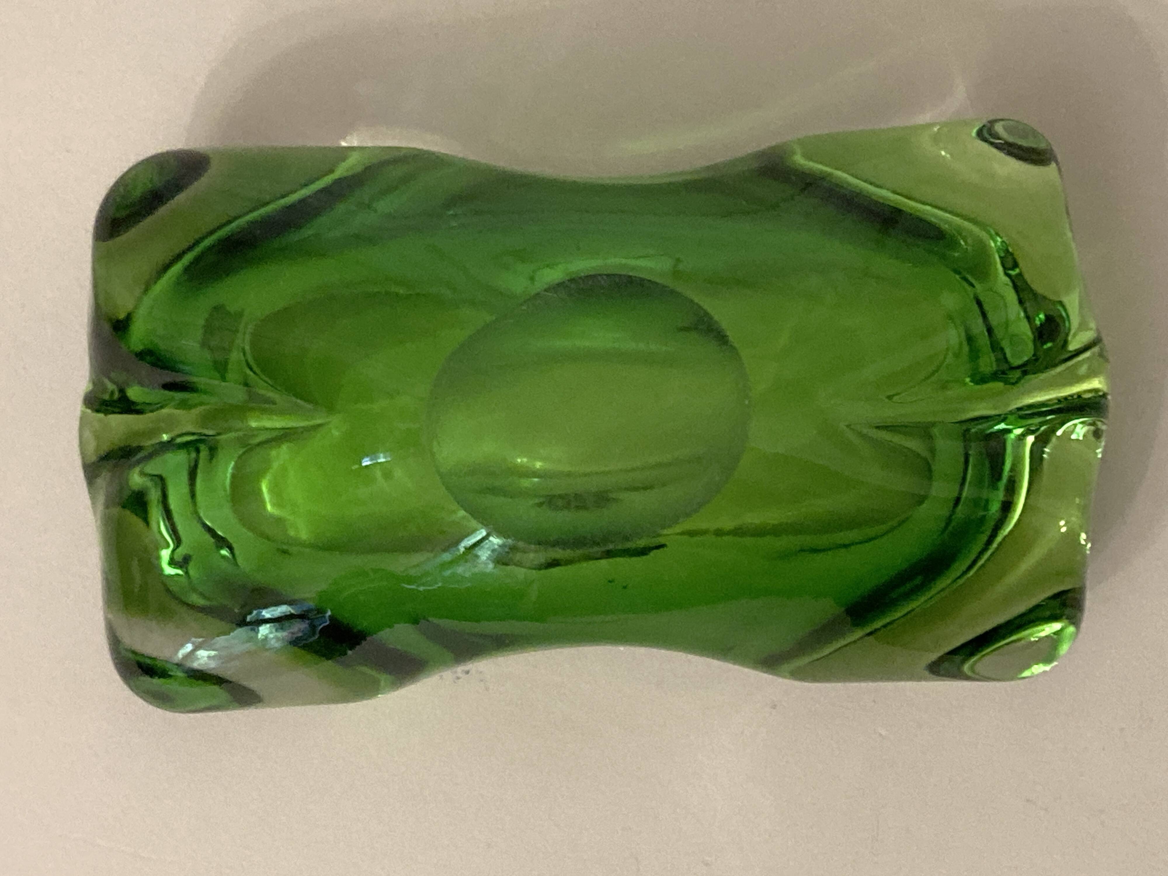 Murano iridescent green pocket tray