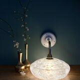 Vintage glass wall lamp with a white Clichy shade.