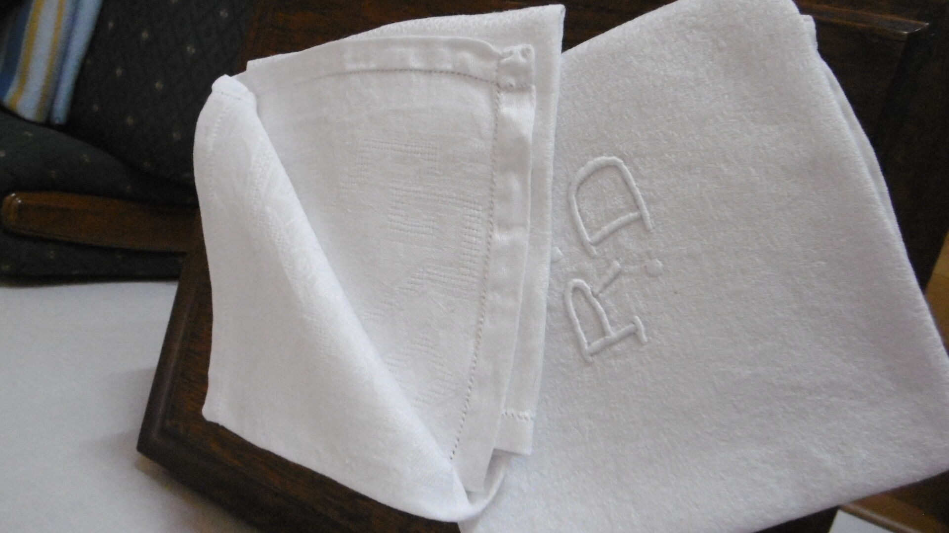 Embroidered damask napkins