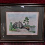 Tableau aquarelle paysage signé