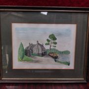 Tableau aquarelle paysage signé