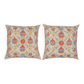 SET OF 2 - 100% Silk Accent Pillow Covers. Embroidered Cushions. Handmade Throw Pillows. Traditional Toss Pillows