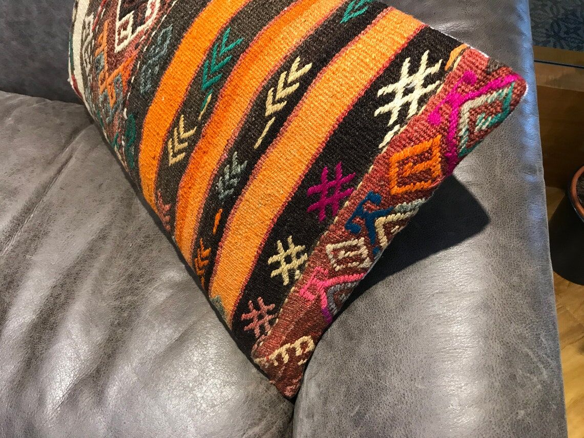 Vintage Orange Lumbar Cushion Cover 40x60cm