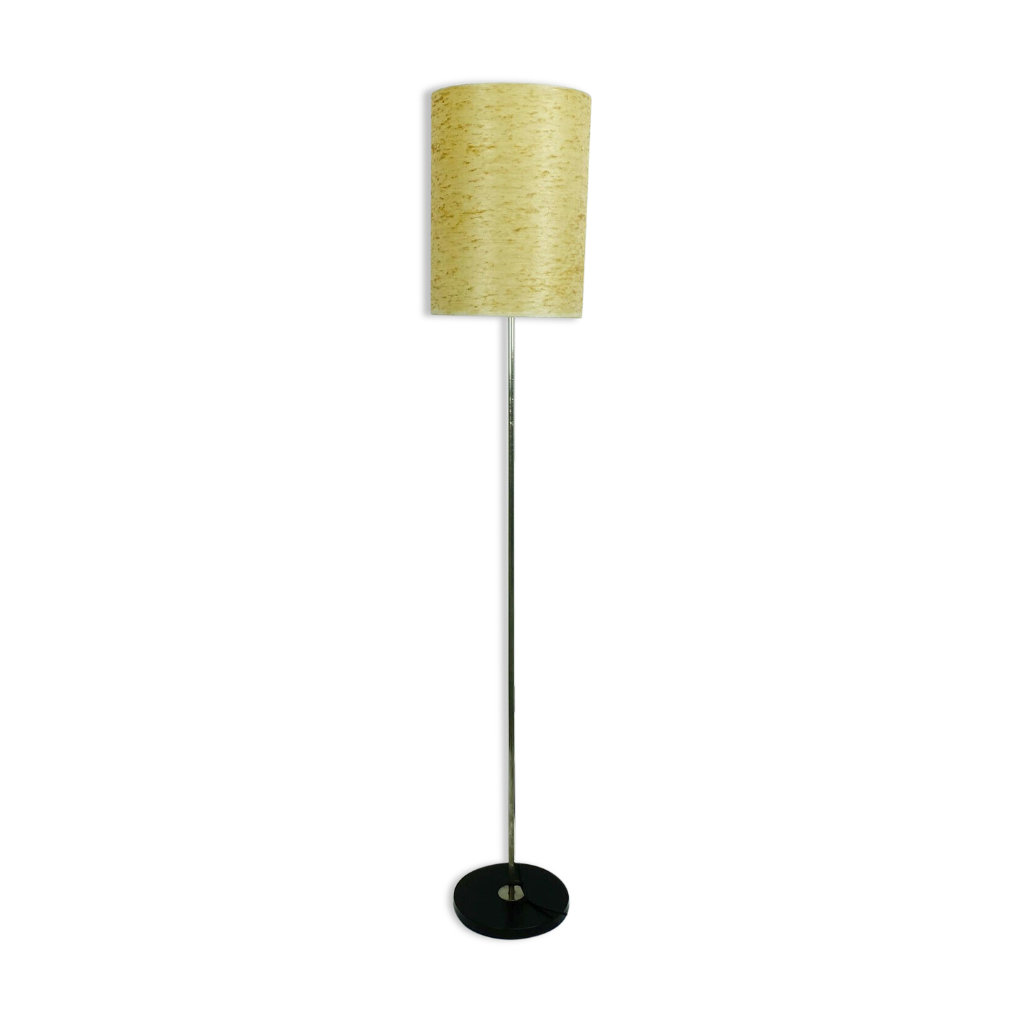 Floor lamp fiberglass shade chrome black metal 1960s