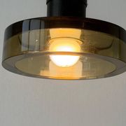 Flush mount in glass and yellow-brown metal by Seguso, 1950s, Italy.