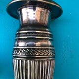 Pair of Louis XVI style candlesticks in silvered bronze