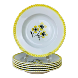 Lot de 6 assiettes creuses en faïence vintage