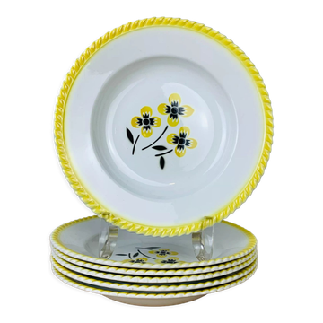 Set of 6 vintage hollow plates in earthenware