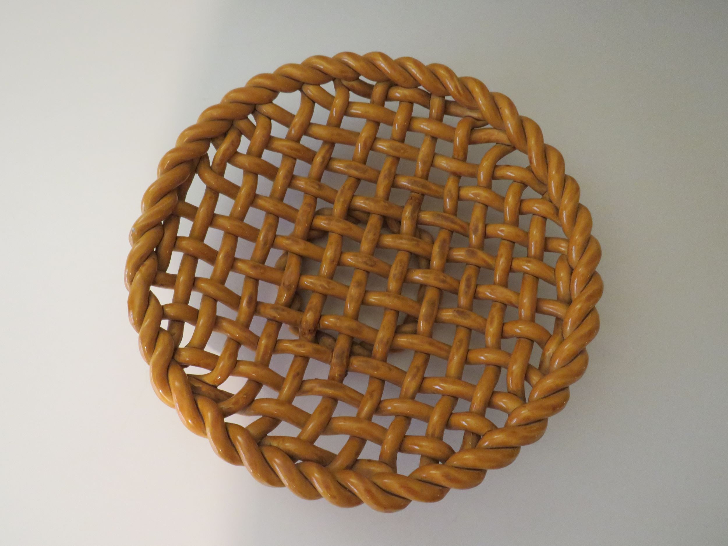 Woven ceramic fruit cup, early twentieth century