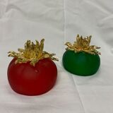2 bougeoirs rouge et vert soleil