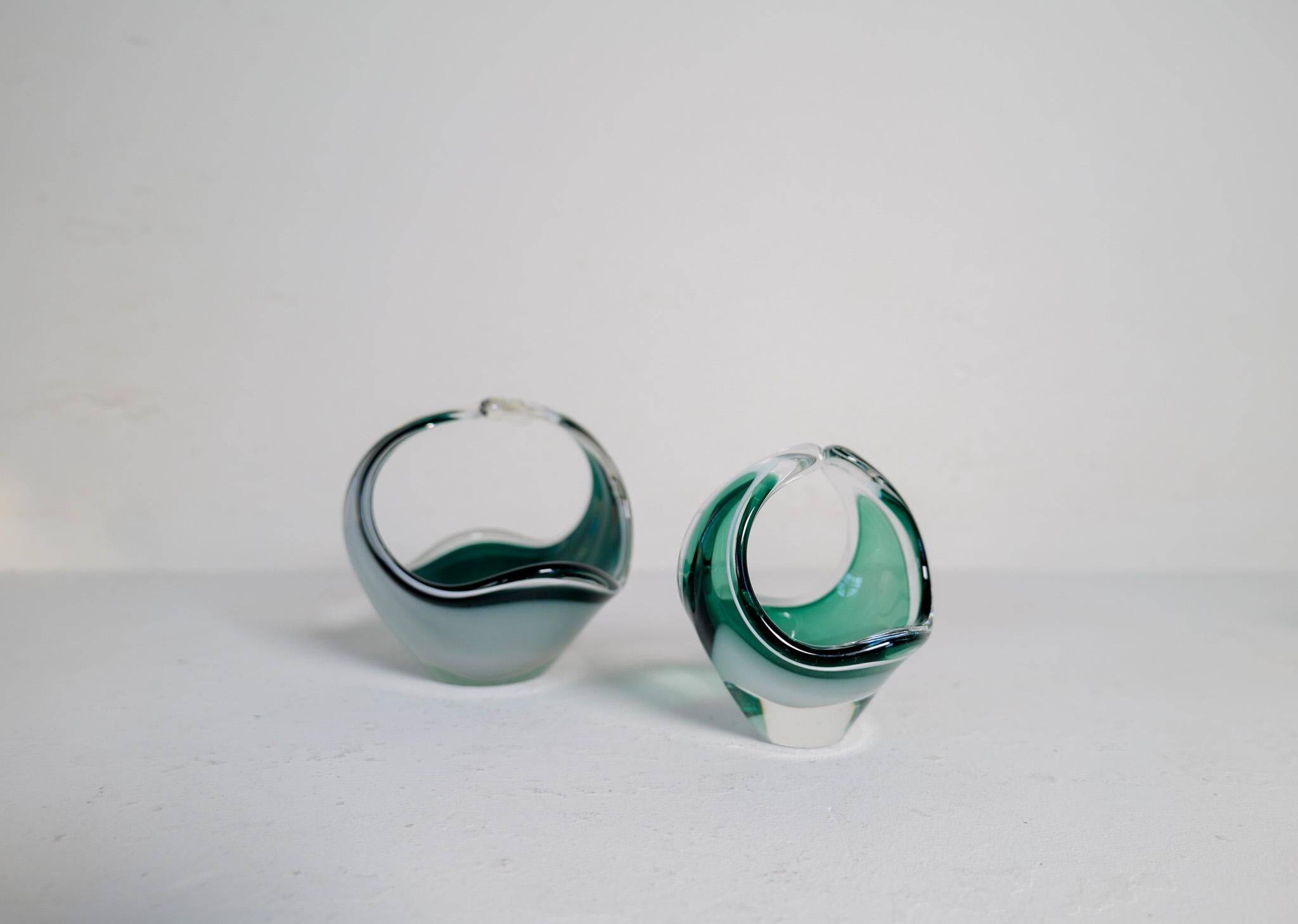 Set of 6 pieces of modern mid-century art glass "Shell", Flygfors Sweden 1955