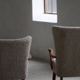 Viggo Boesen, Lounge Chair in Oak and Sheepskin Shearling, Modern Danish, 1950s