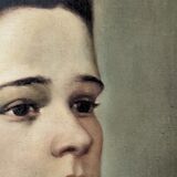 Oil on canvas portrait in an antique gilded wooden frame.