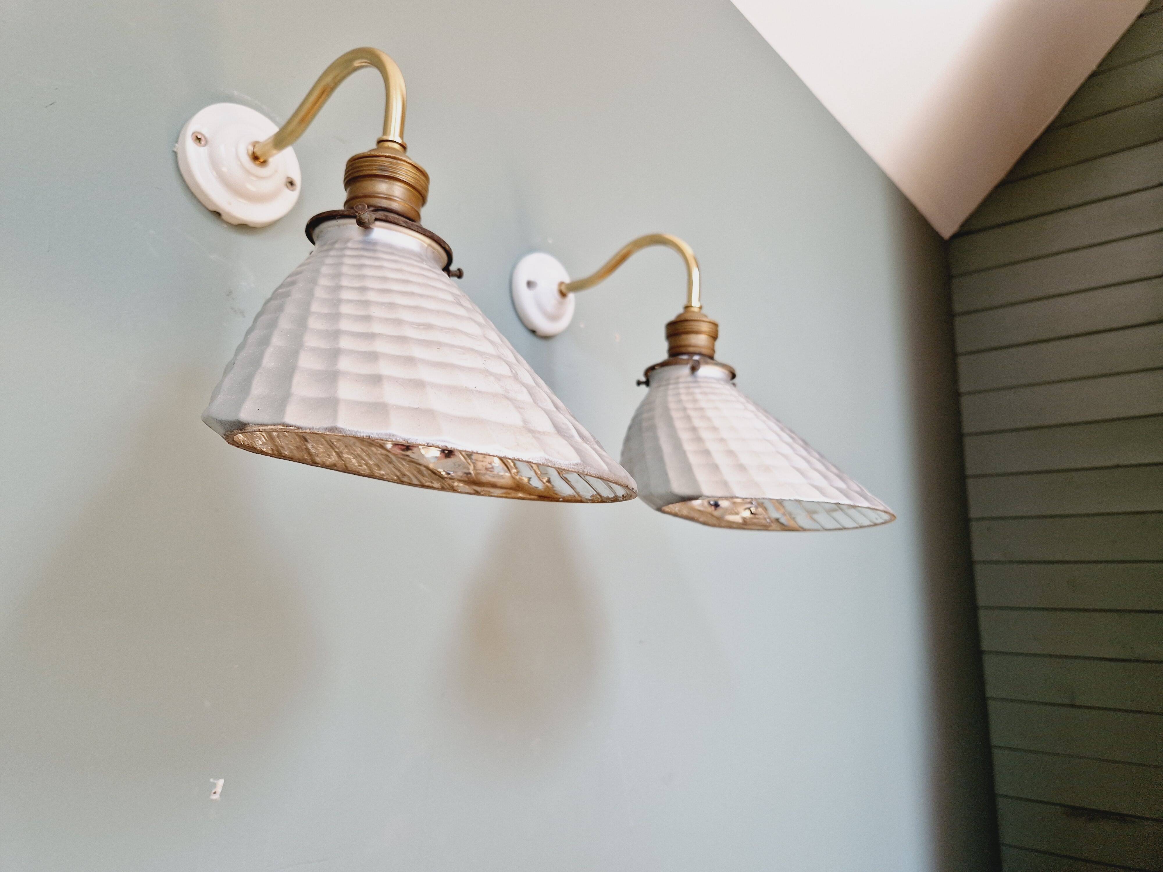 Pair of mercurized glass wall sconces, Maison Malabert, 1930s