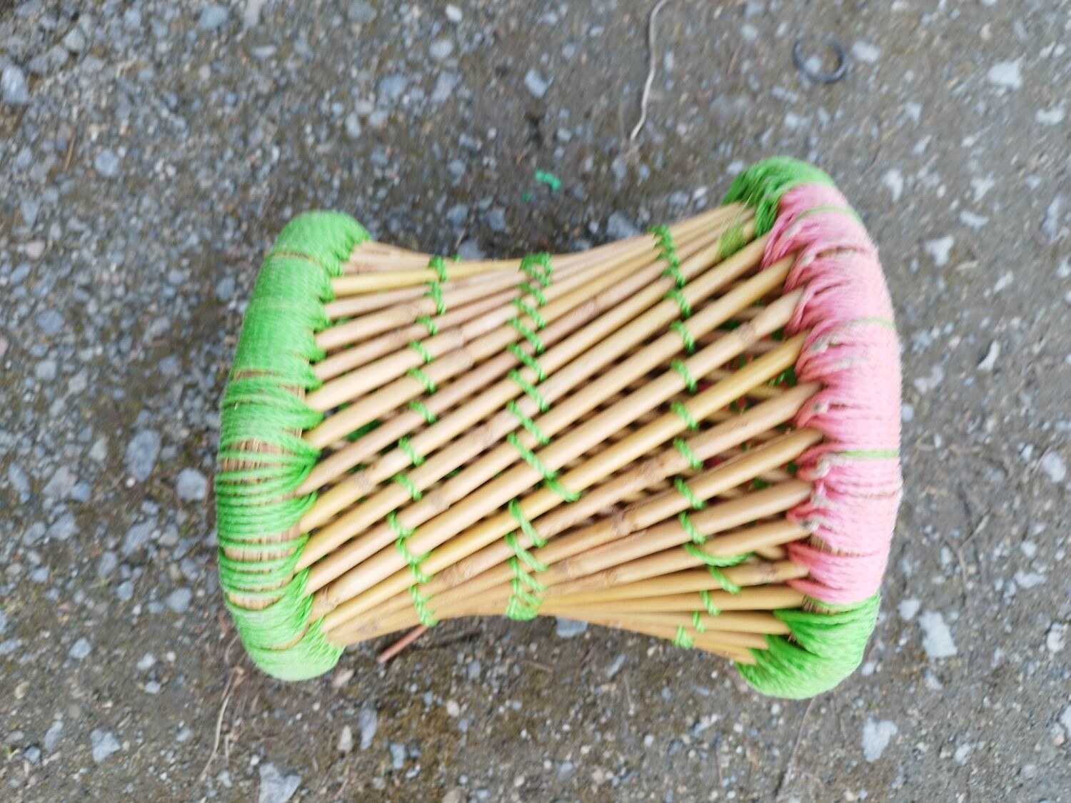 Armchair and stool set in bamboo and braided string