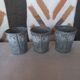 3 small zinc pots