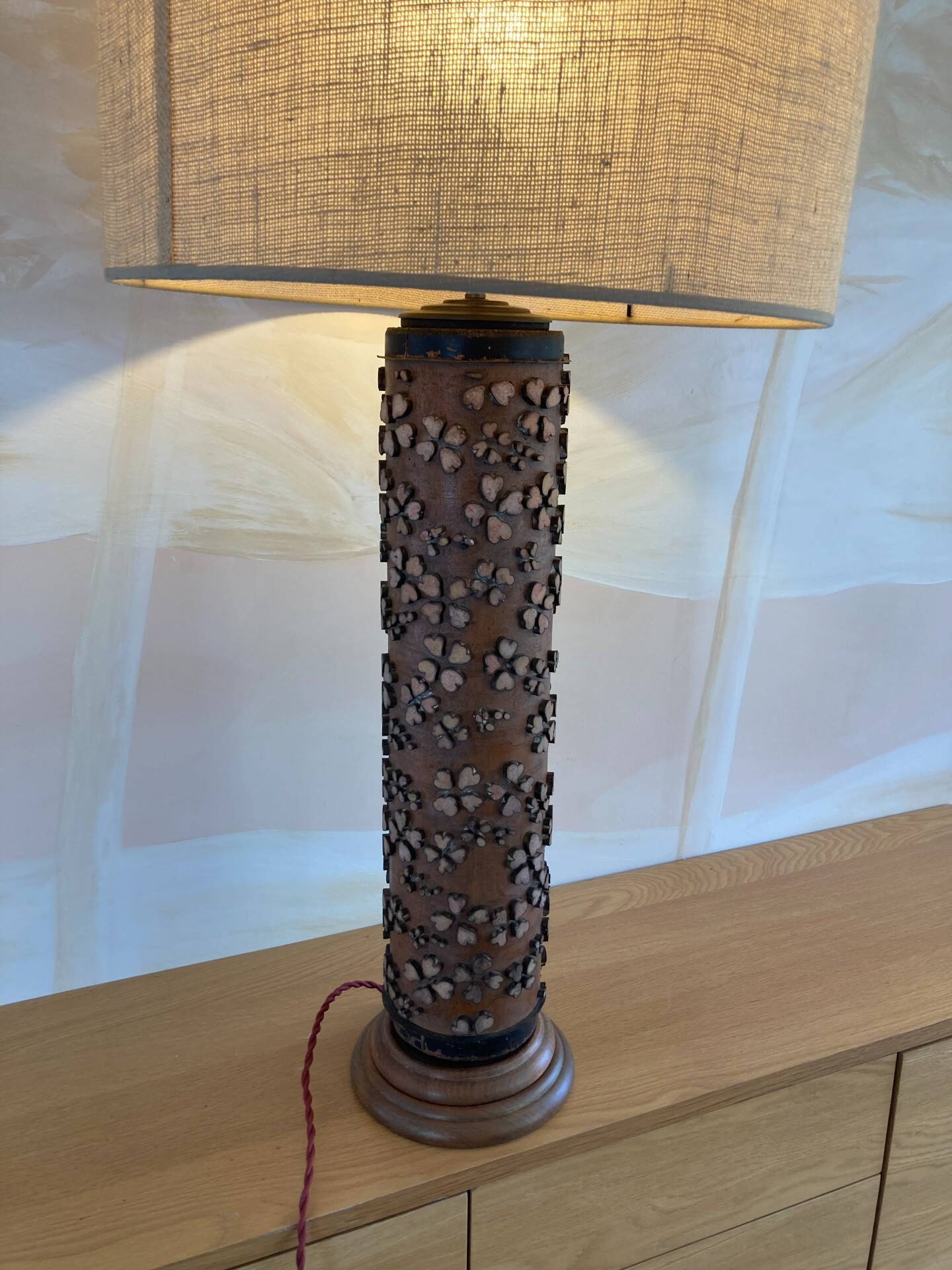 Printing roll lamp, Wood and Brass, Late 19th century