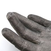 Cast iron silver-coloured catchall in the shape of a hand, 1970s sculpture.