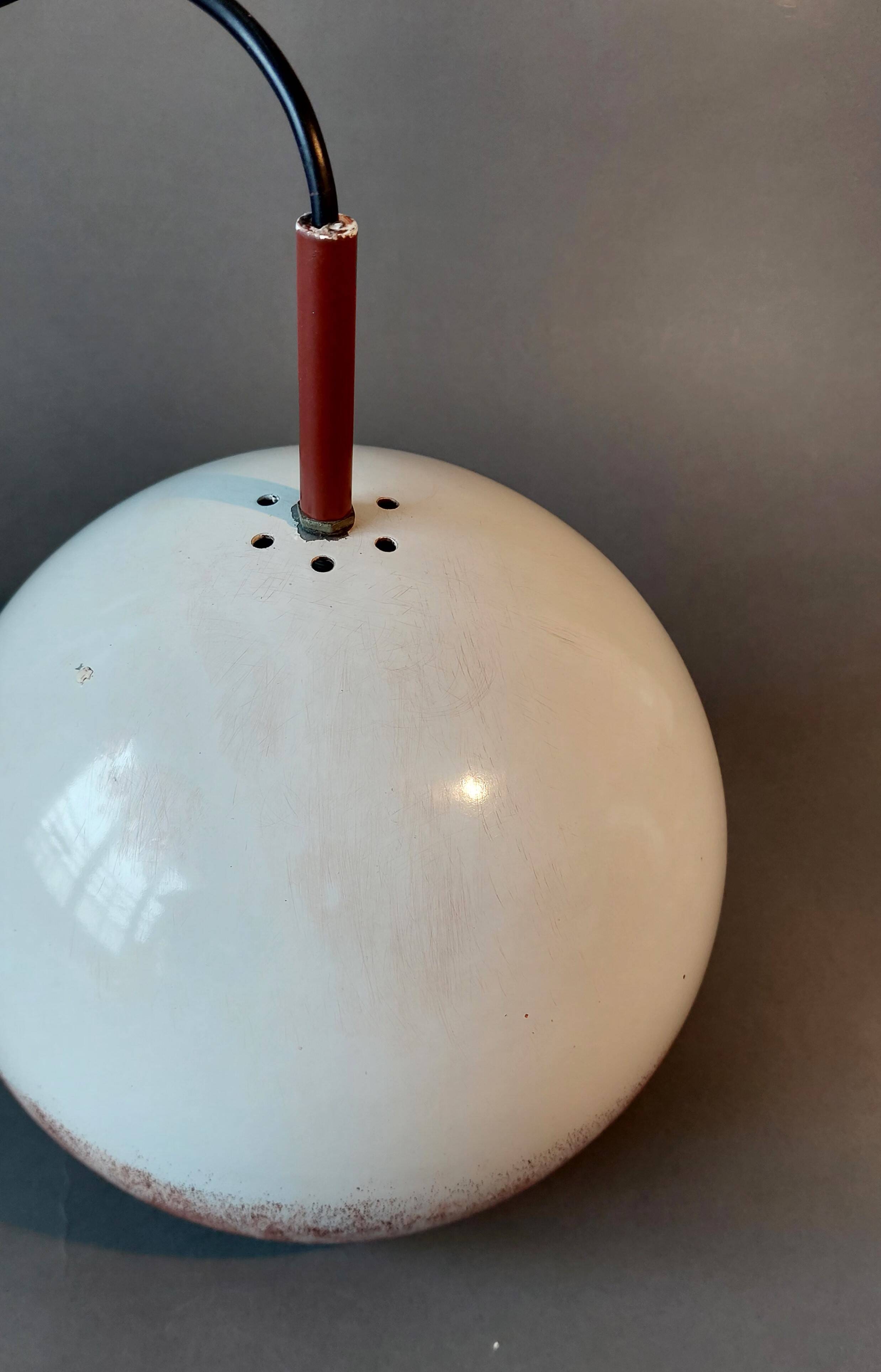 Raak pendant lamp 1960/70 in white and red metal.