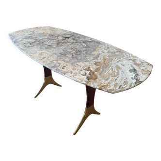 Vintage coffee table with marble top by Guglielmo Ulrich, year 1950