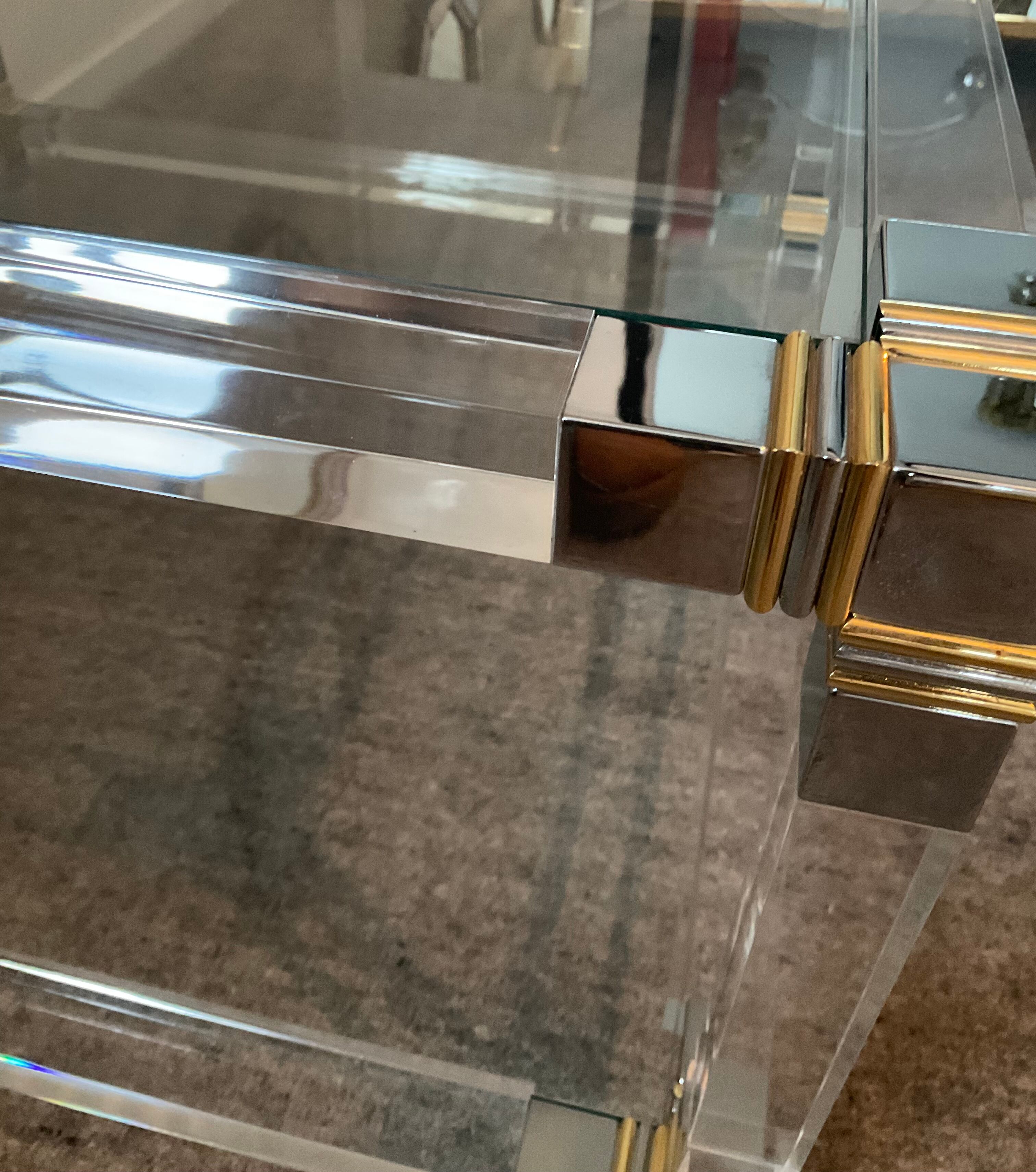 Pierre Vandel coffee table in lucite from the 70s
