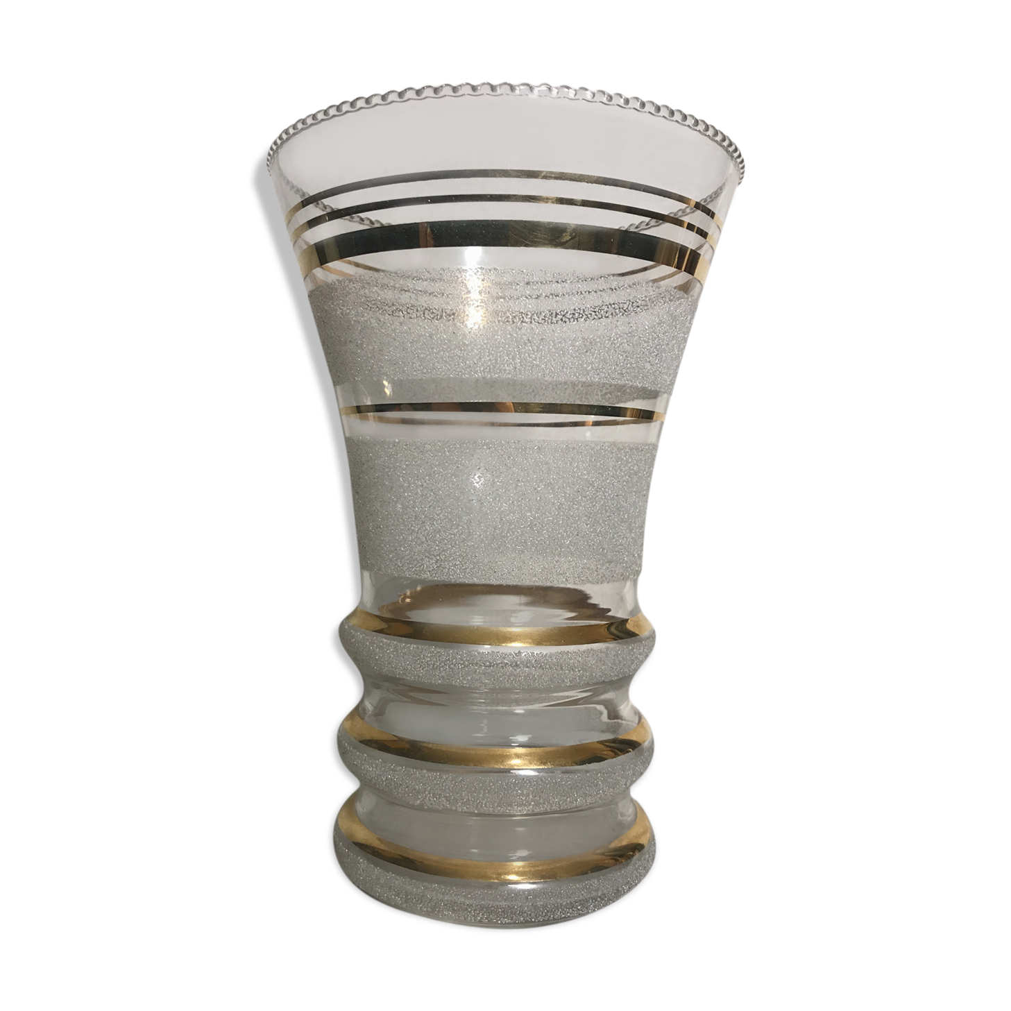 Vase former fains cristalor glassware from boom decor golden belgium vintage