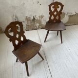 Pair of brutalist Alsatian mountain chairs 19th