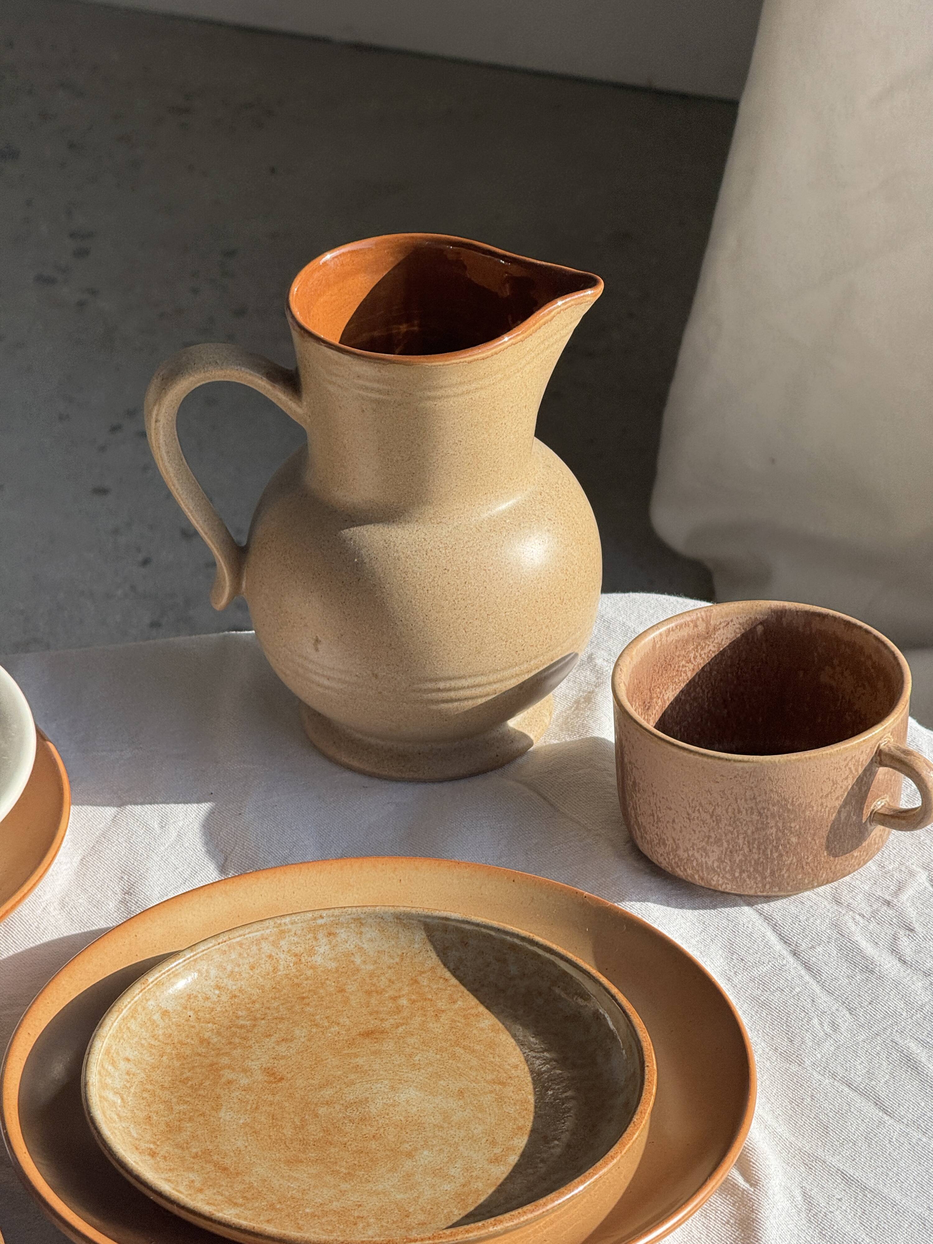 Vintage stoneware round carafe