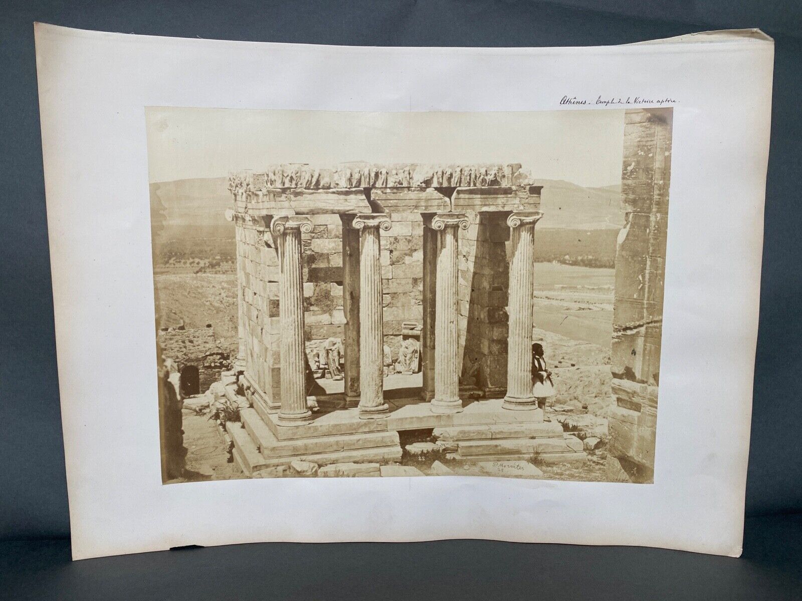 Photo Athens Temple of Victory Winger Winger XIXth P. Moraites Albumin laminated on cardboard