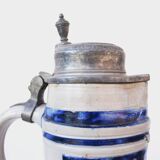 Pichet allemand émaillé Westerwald Biedermeir du XIXe siècle 2,5 L