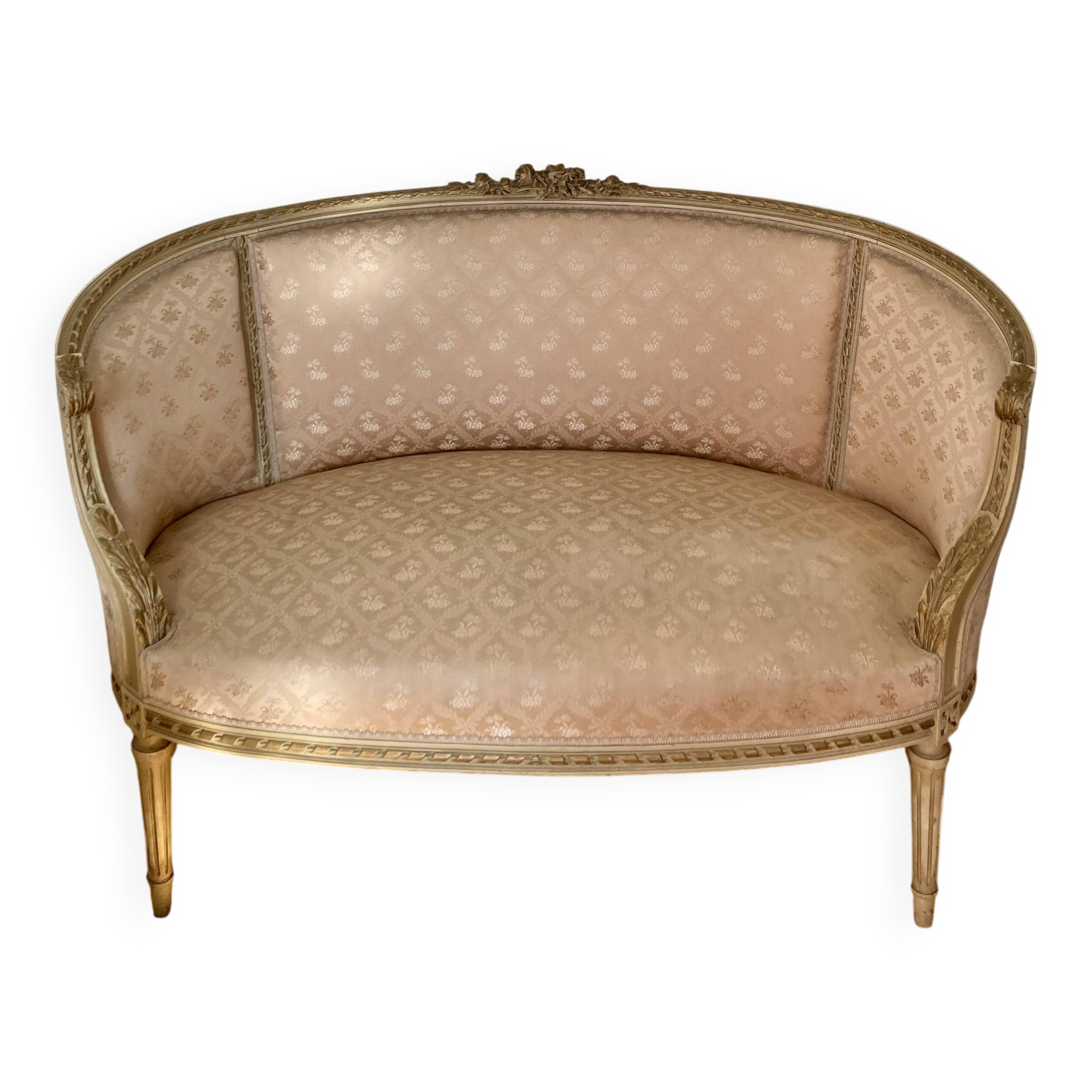 Louis XVI ivory and gold basket bench